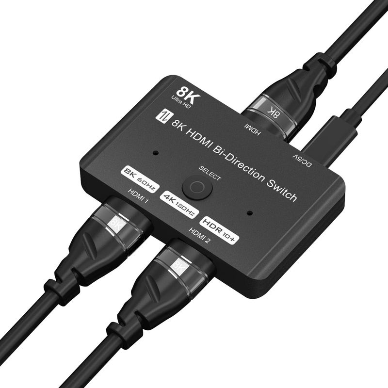 YDF HDMI 2.1 Bi-Directional Switch Ultra HD 8K HDMI Switcher 2 in 1 Out/ 1 in 2 Out HDMI Switch Supports 8K@60Hz/ 4K@120Hz 48Gbps Compatible with Switch/Switch OLED PS5/4 Xbox Roku Apple TV Fire TV Stick - Image 1